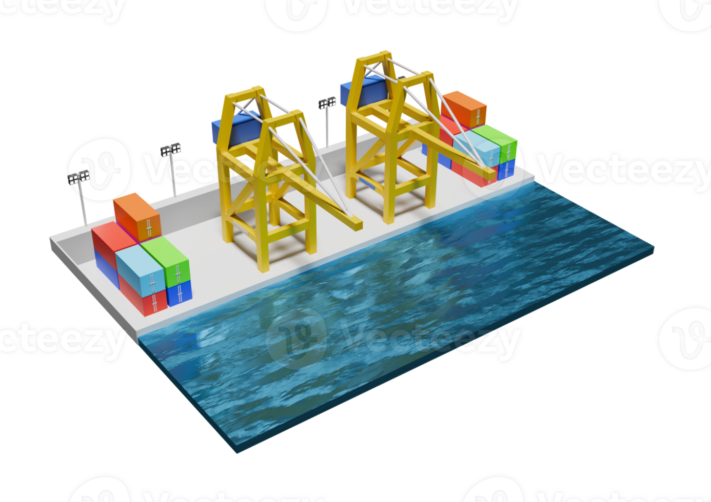 A 3d container ship png