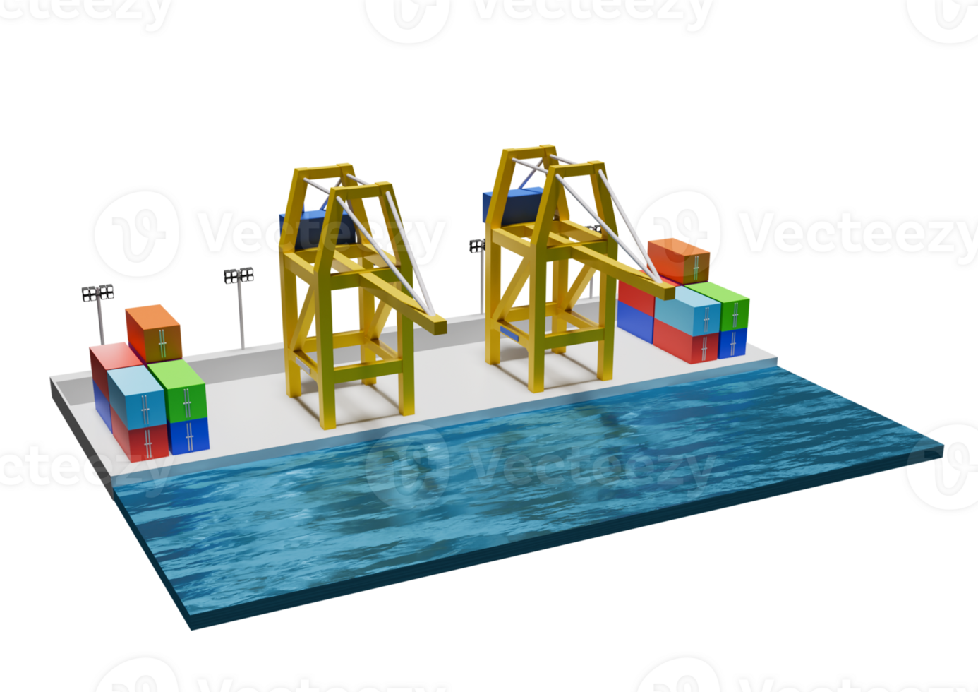 3d rendering of a container terminal png