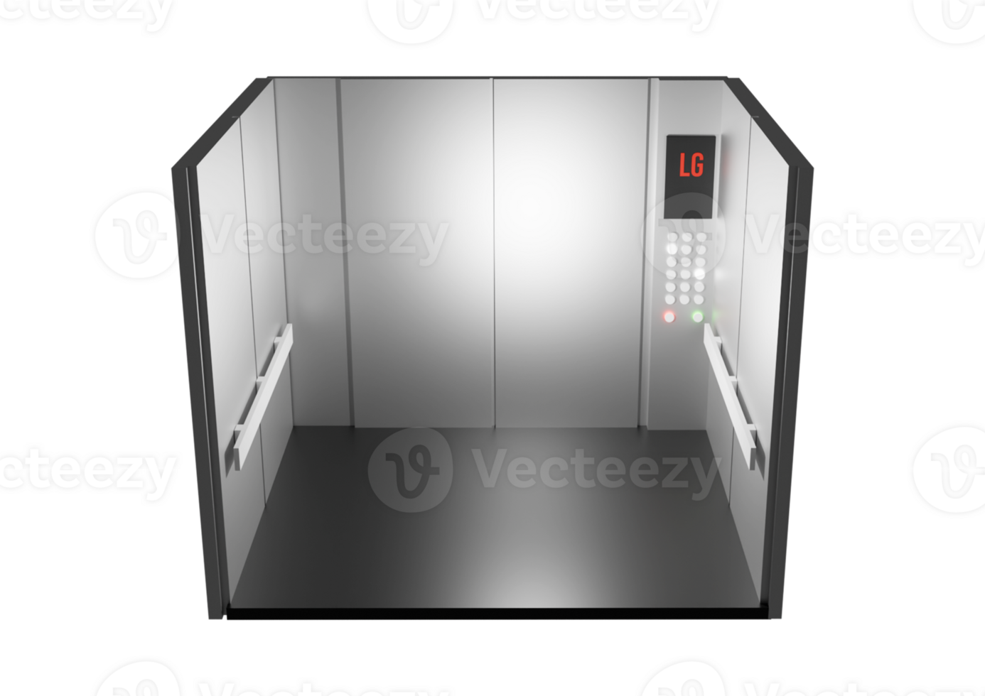 An elevator with a button and a door open png