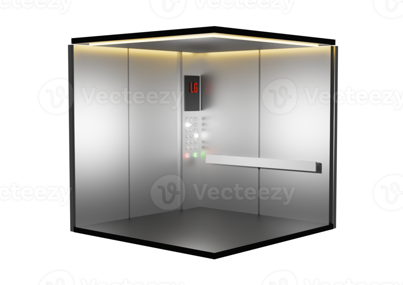 A modern elevator with a light on the door png