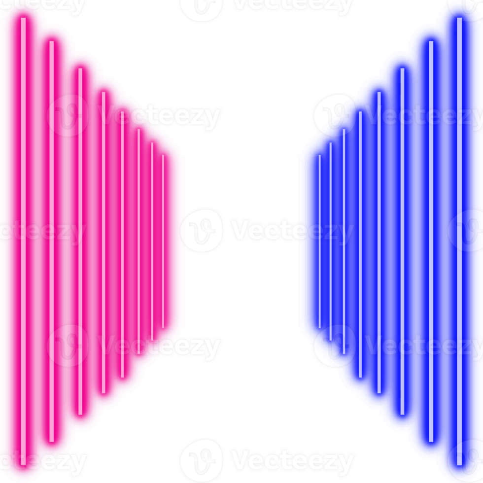 Neon light effect. Neon tunnel layers. Neon luminous corridor stretching png
