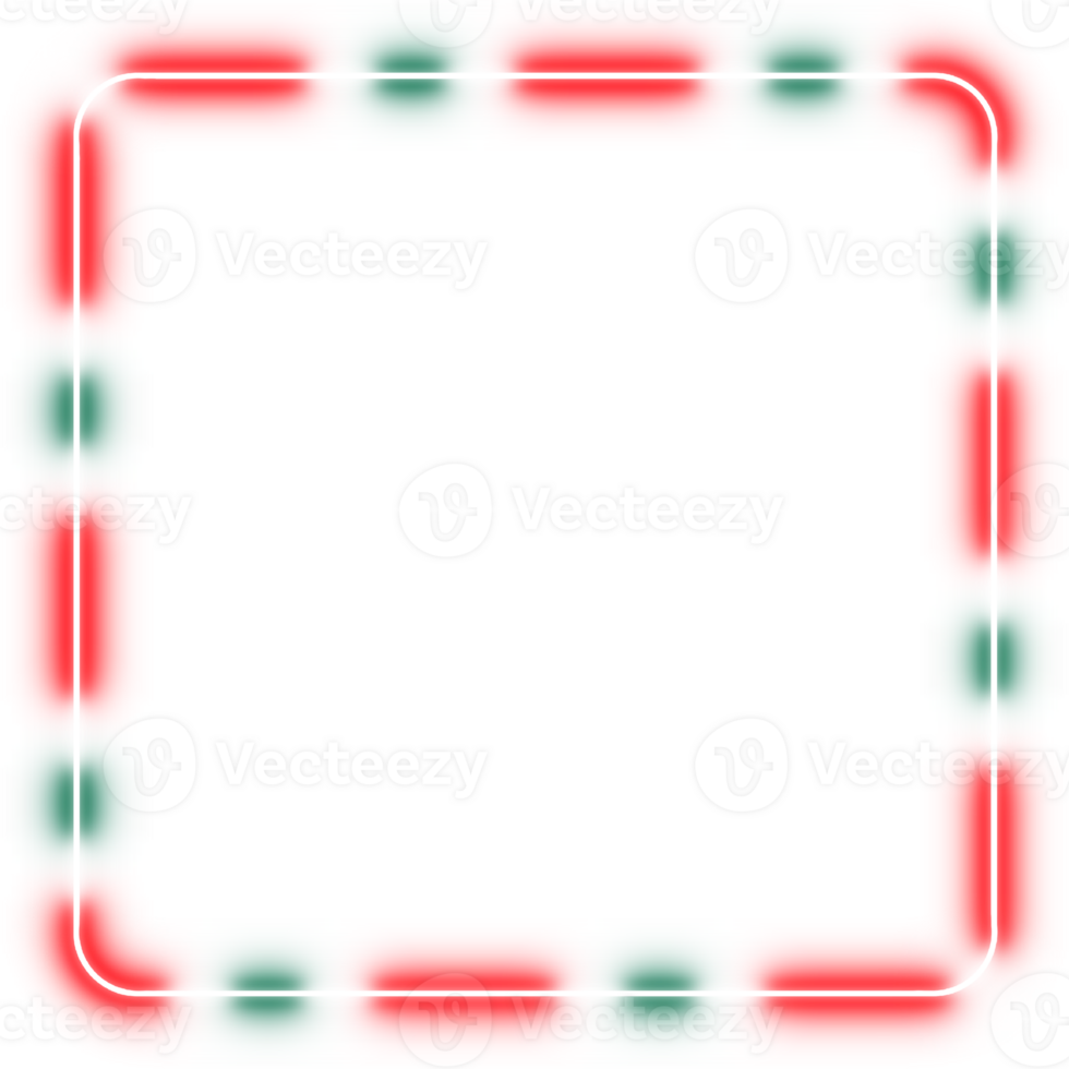Neon square frame. Christmas light Border frame. Digital LED light png
