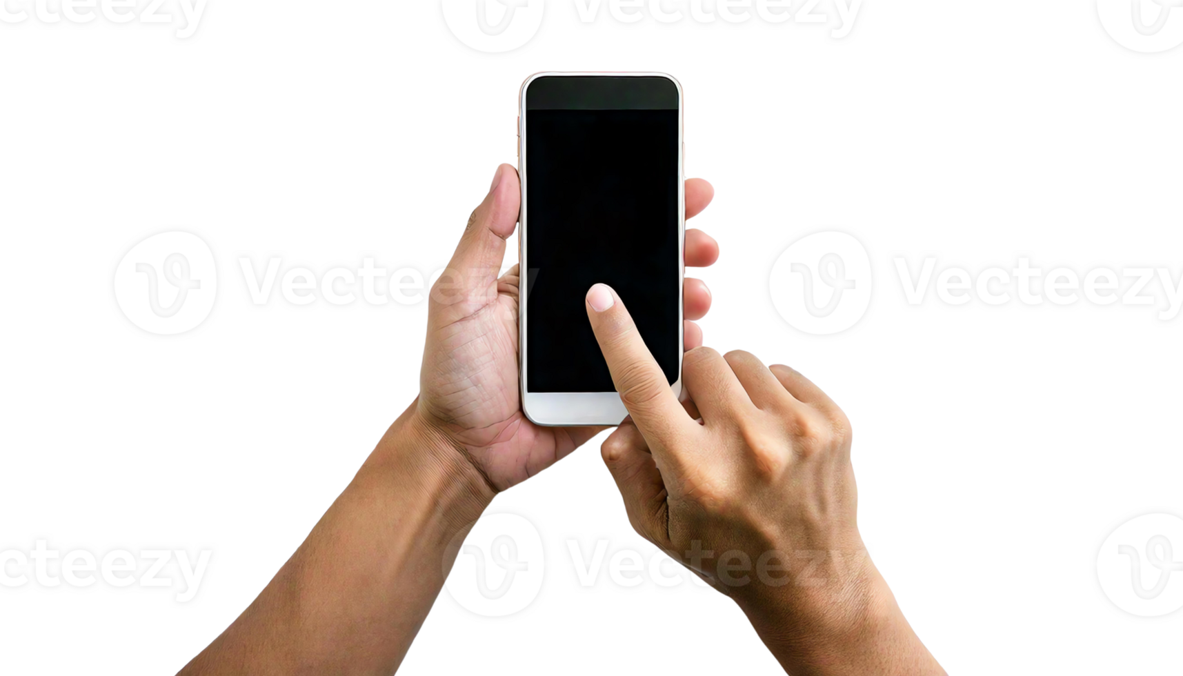 A person using a smartphone, highlighting modern communication and technology. png