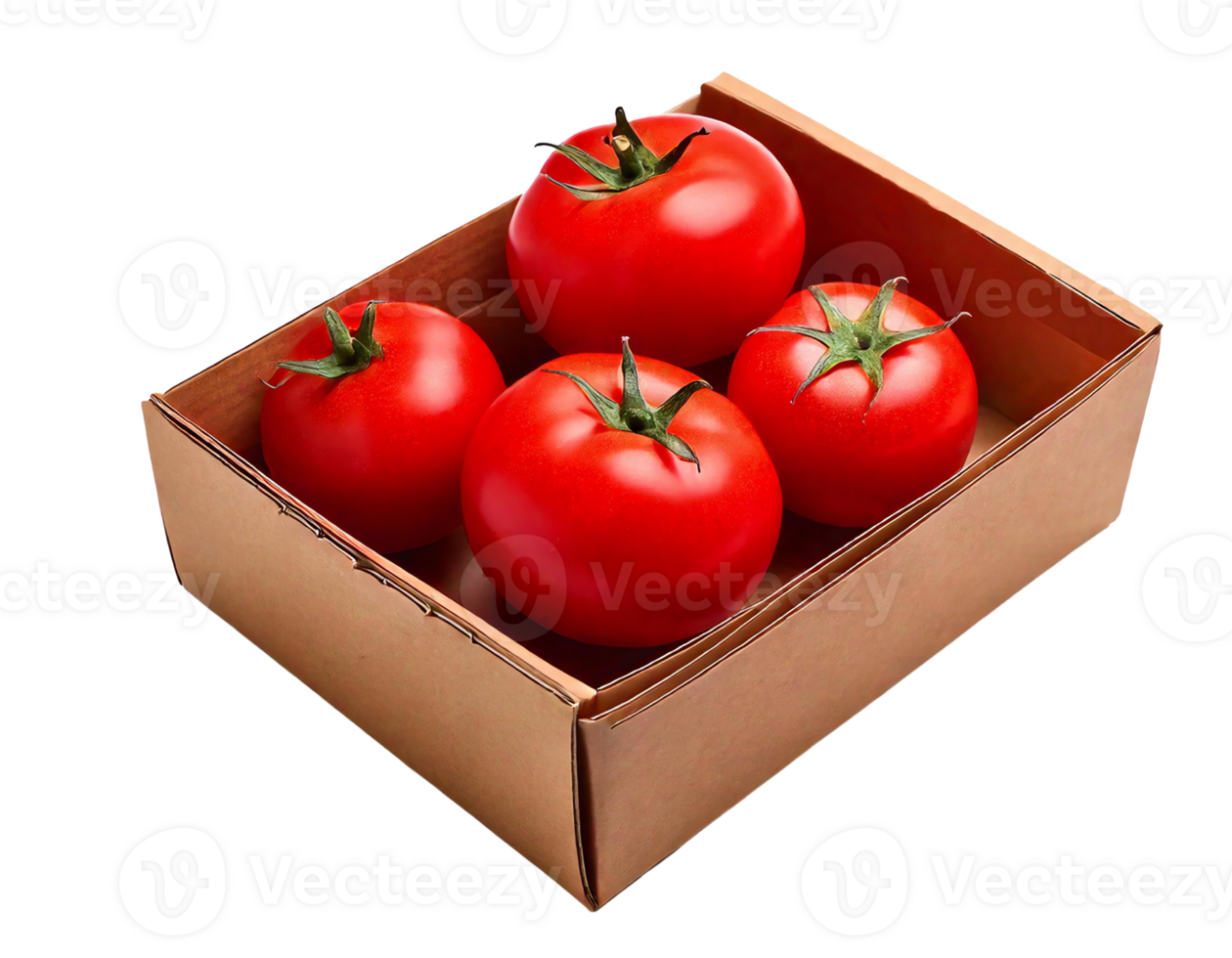 Fresh red tomatoes in a cardboard box ready for culinary use and healthy recipes. png