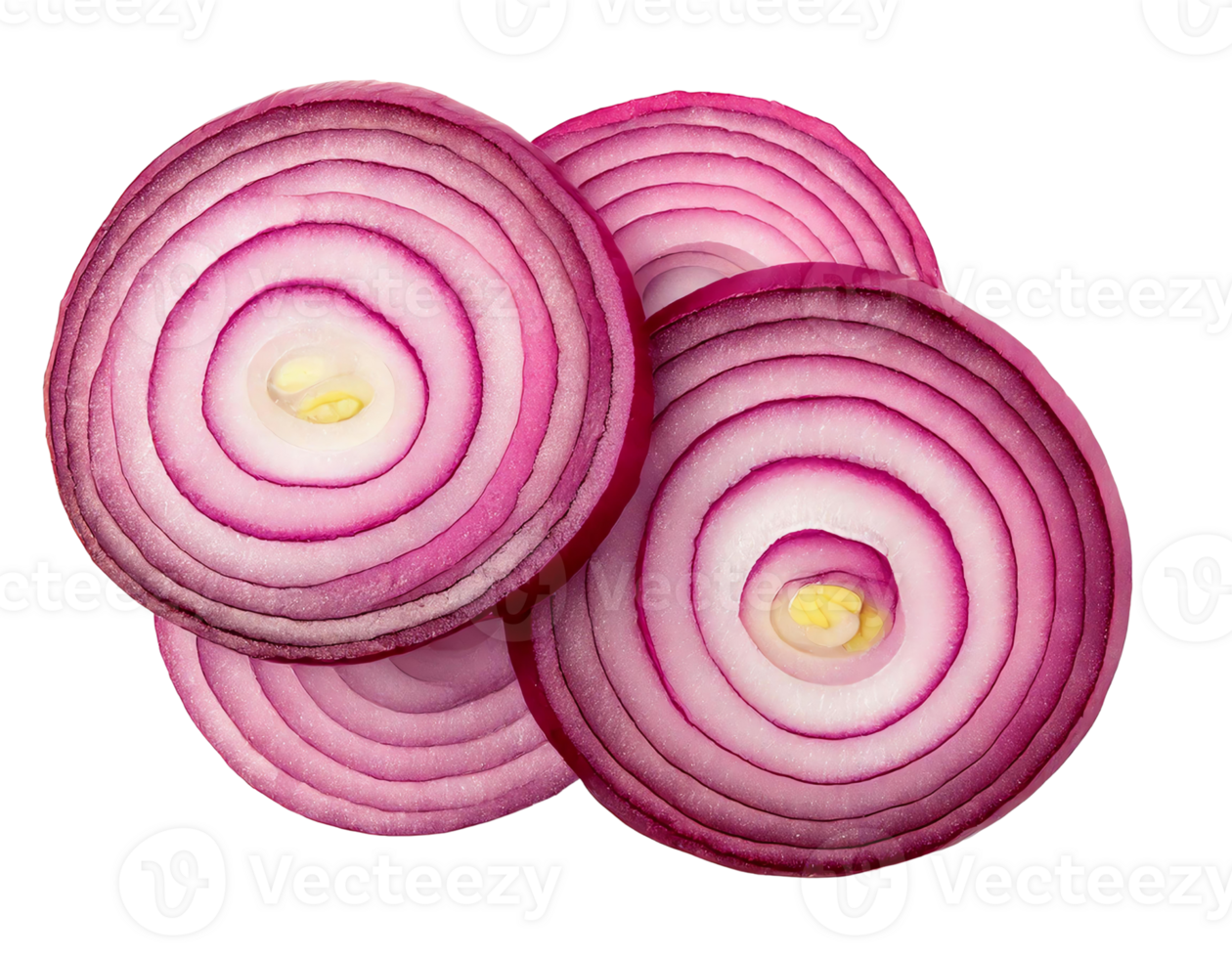 Freshly sliced red onions, vibrant and perfect for culinary creations and healthy dishes. png