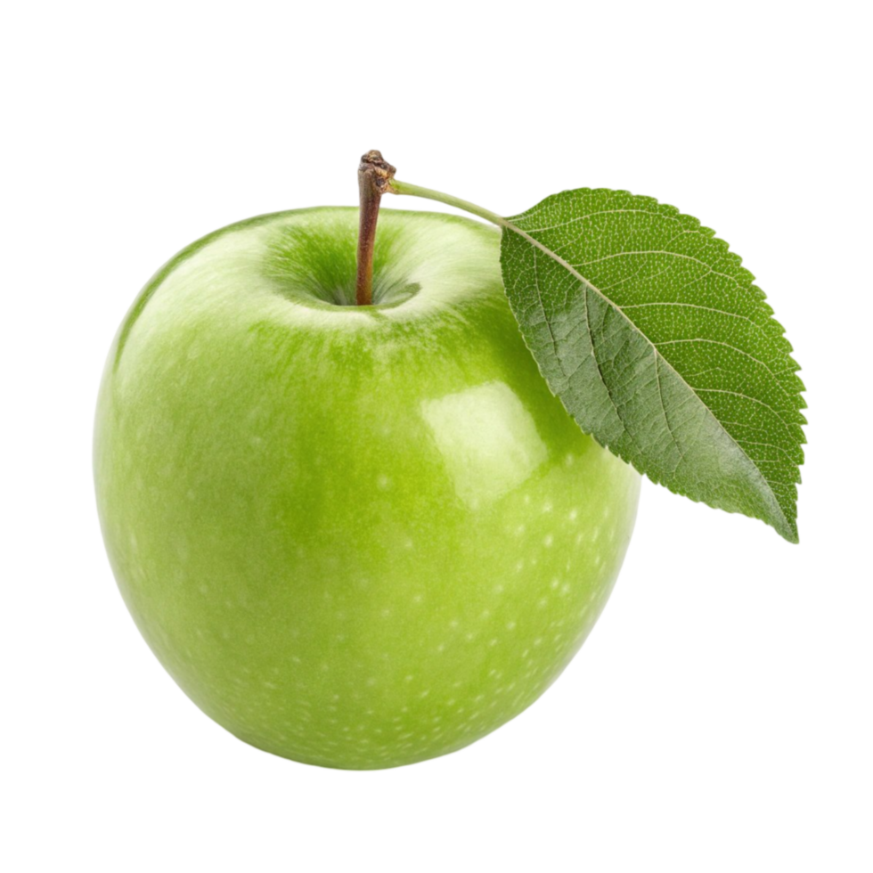 Fresh Green Apple with Leaf Isolated png