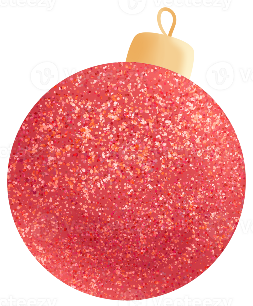Red Ball Glitter Chrismas decoration clipart holiday ornaments hand draw illustration transparent with Background Remover png