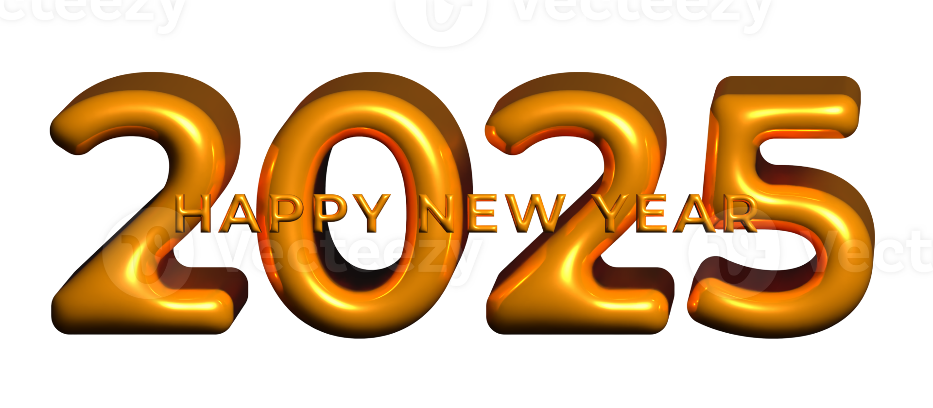 Happy New Year 2025 Golden 3D Numbers. 3D Render Illustration png
