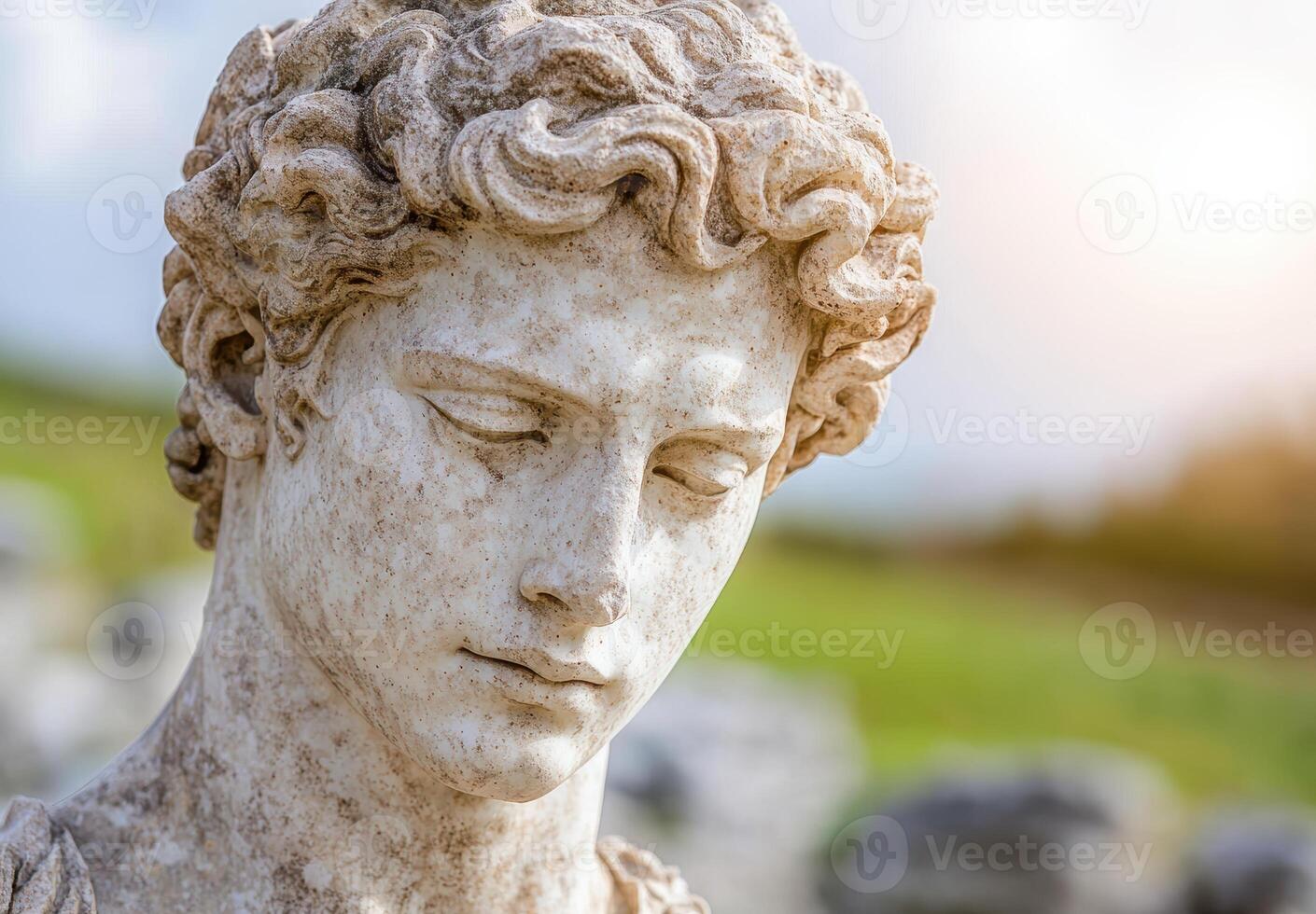 close up of a classical stone sculpture photo