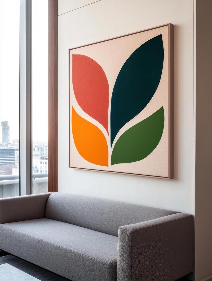 abstract modern art painting in living room photo