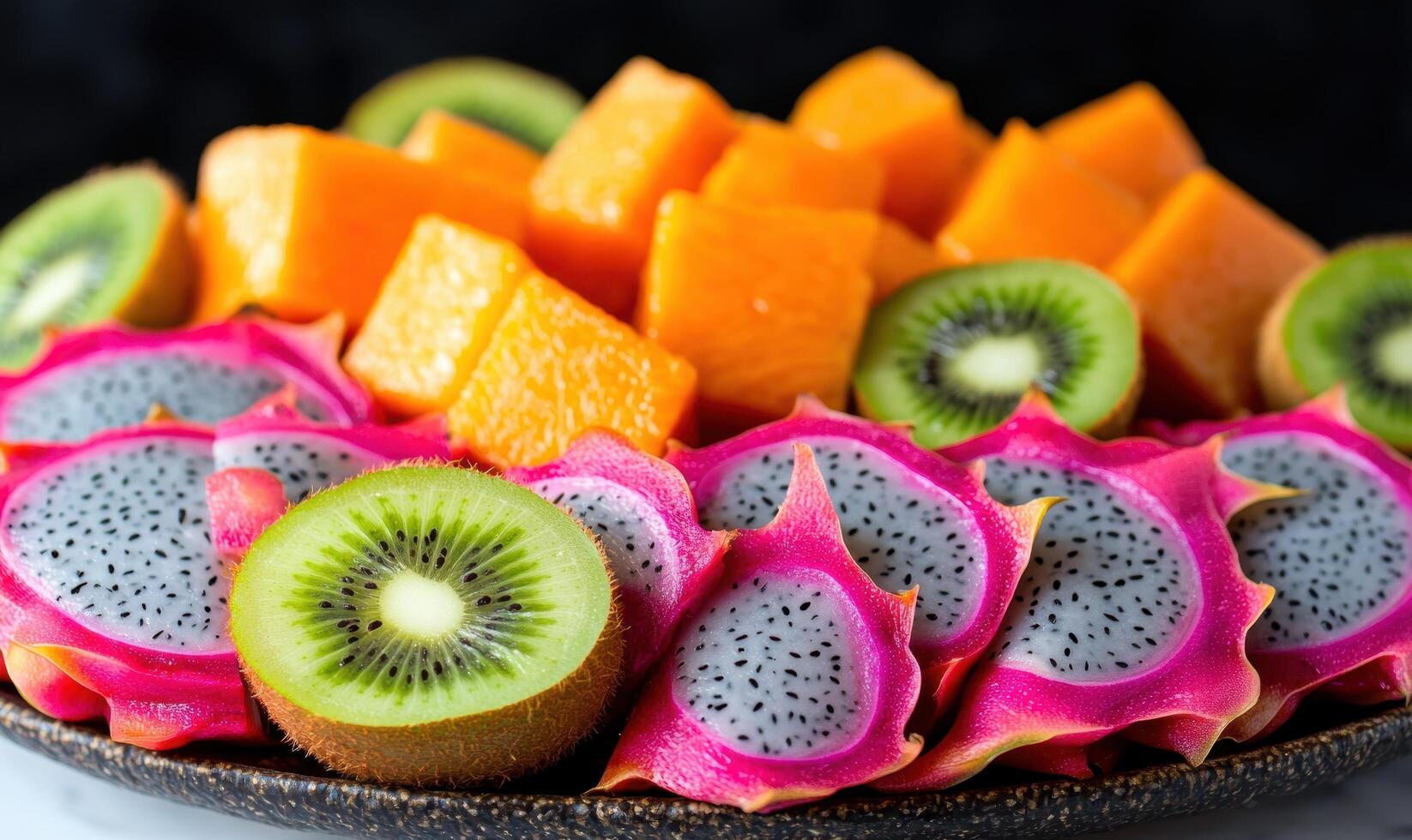 Colorful tropical fruit mix photo