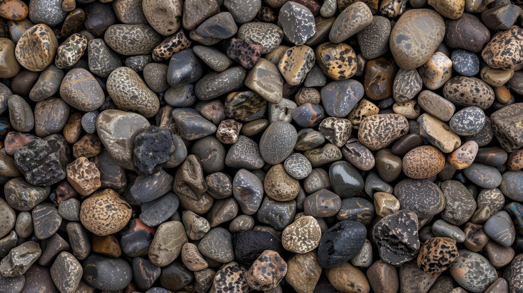 Assortment of smooth river rocks and pebbles photo