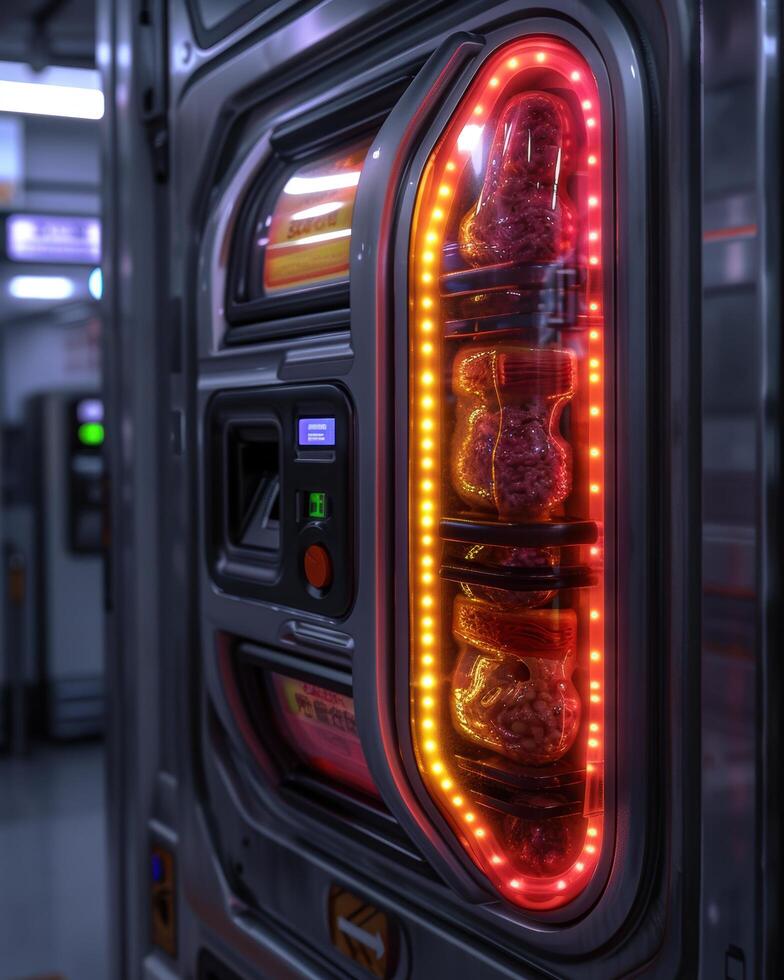 Illuminated vending machine with snacks and treats photo