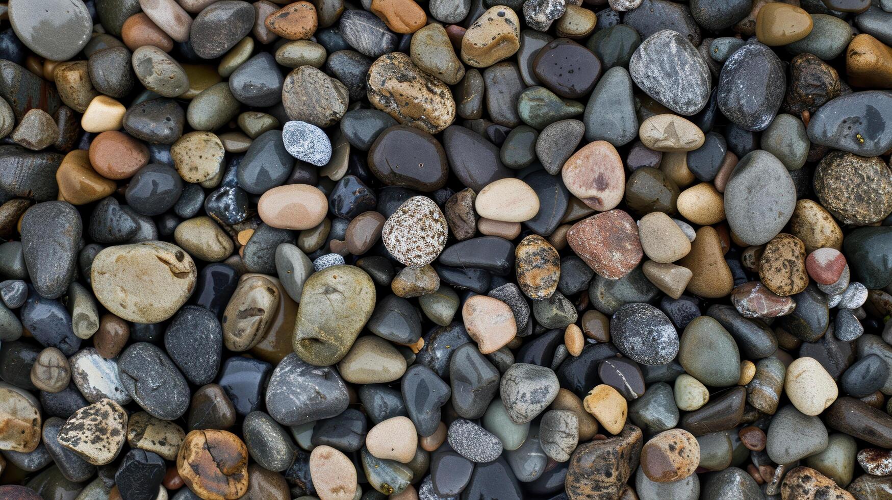 Assorted river rocks and pebbles photo