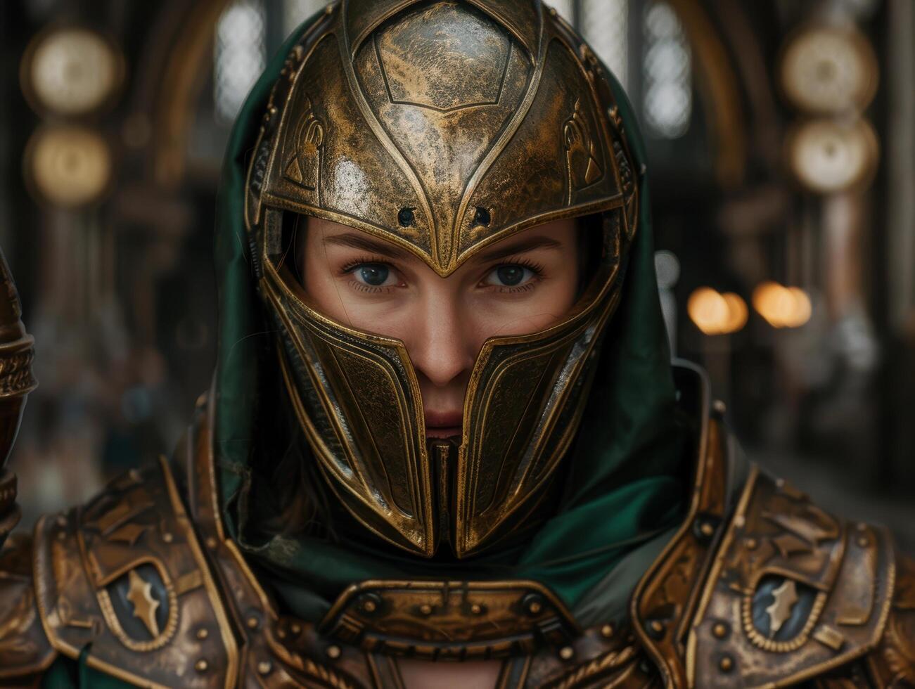 Mysterious warrior with piercing gaze photo