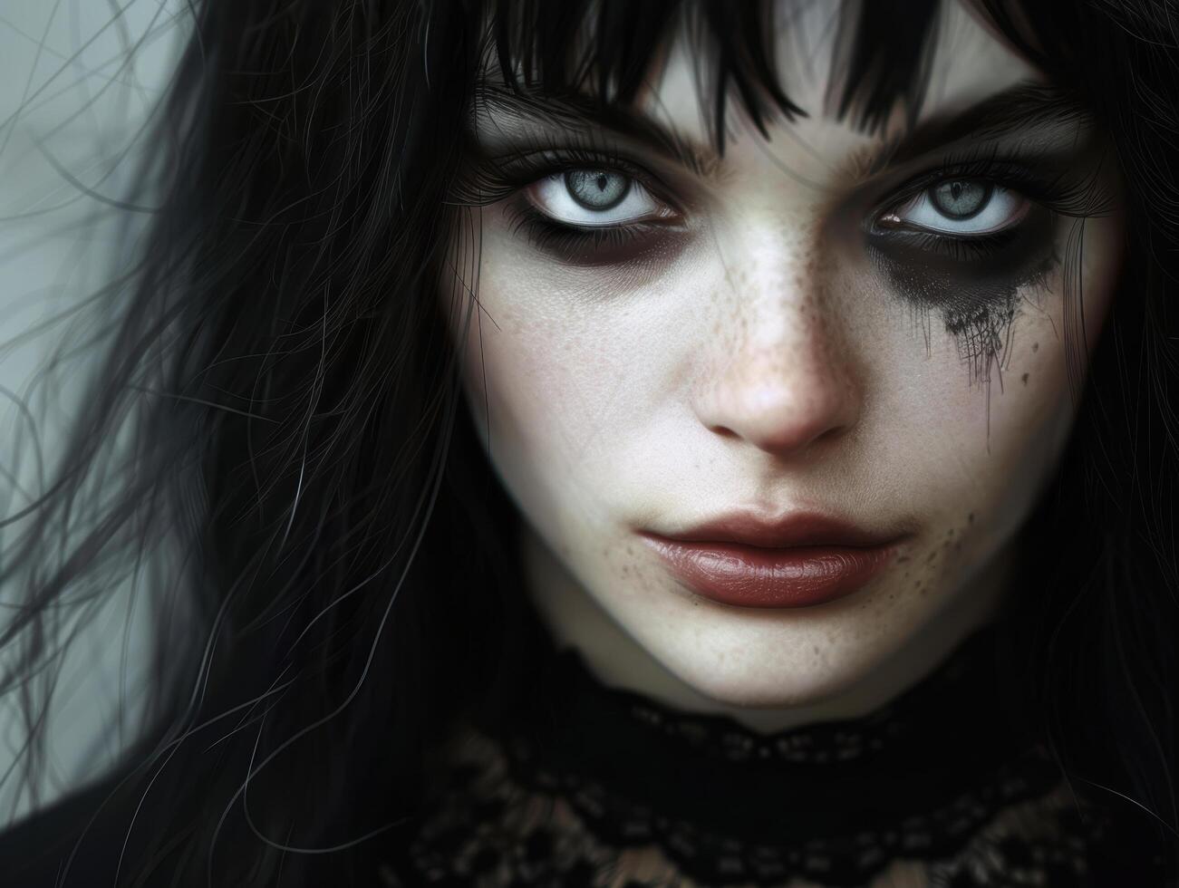 Intense gaze of a mysterious woman photo