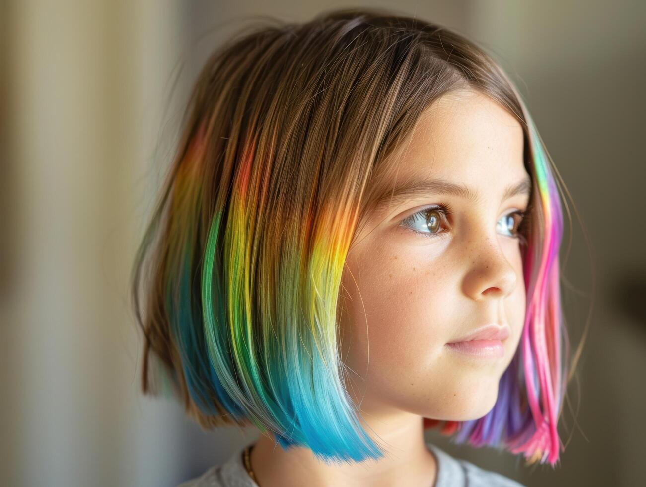 colorful hair portrait of young girl photo