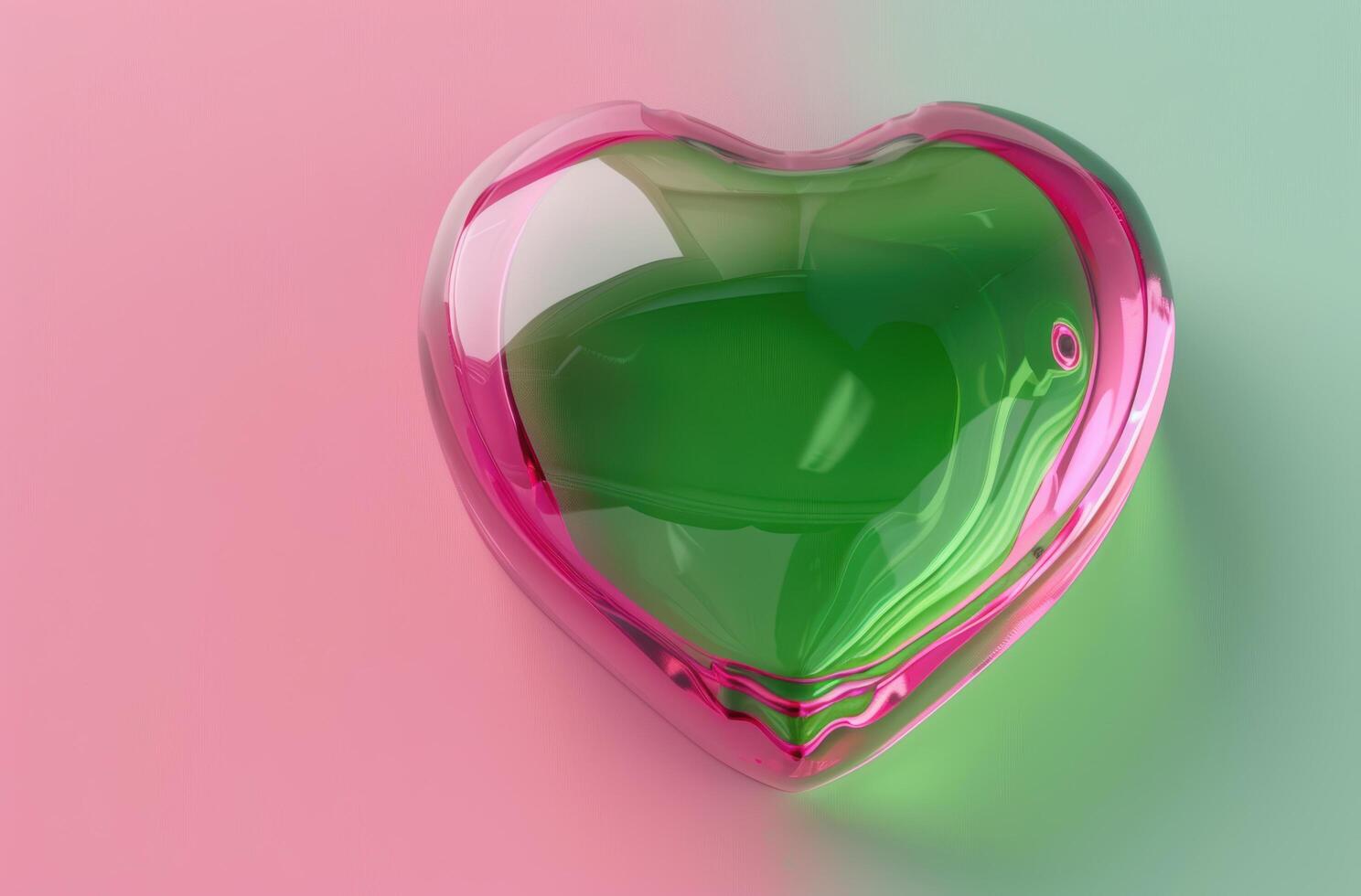 vibrant heart shaped glass container with green liquid photo