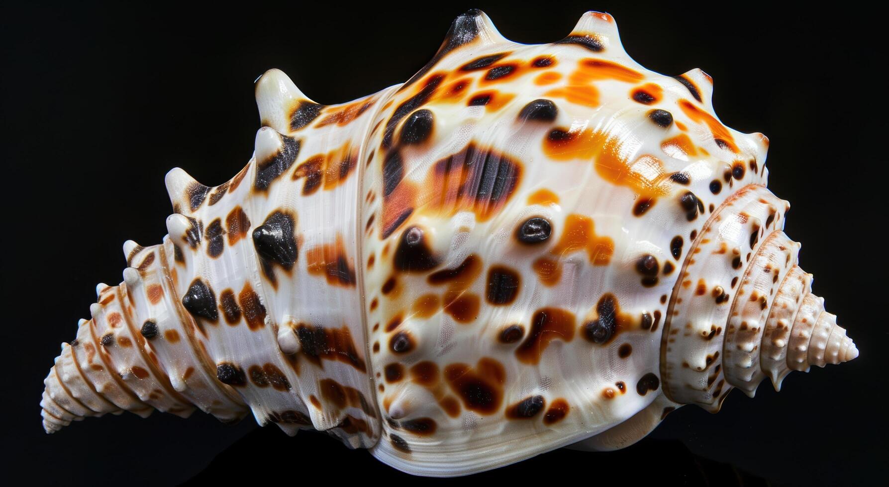 Intricate seashell with vibrant patterns photo