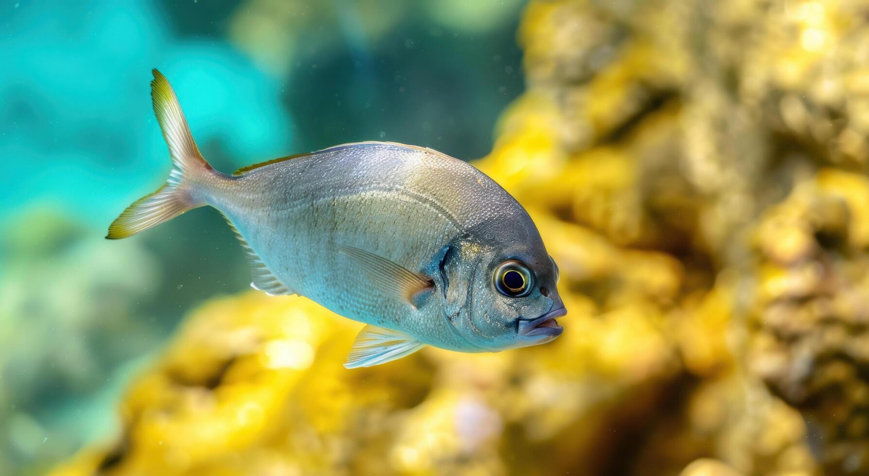 Colorful tropical fish swimming in the ocean photo