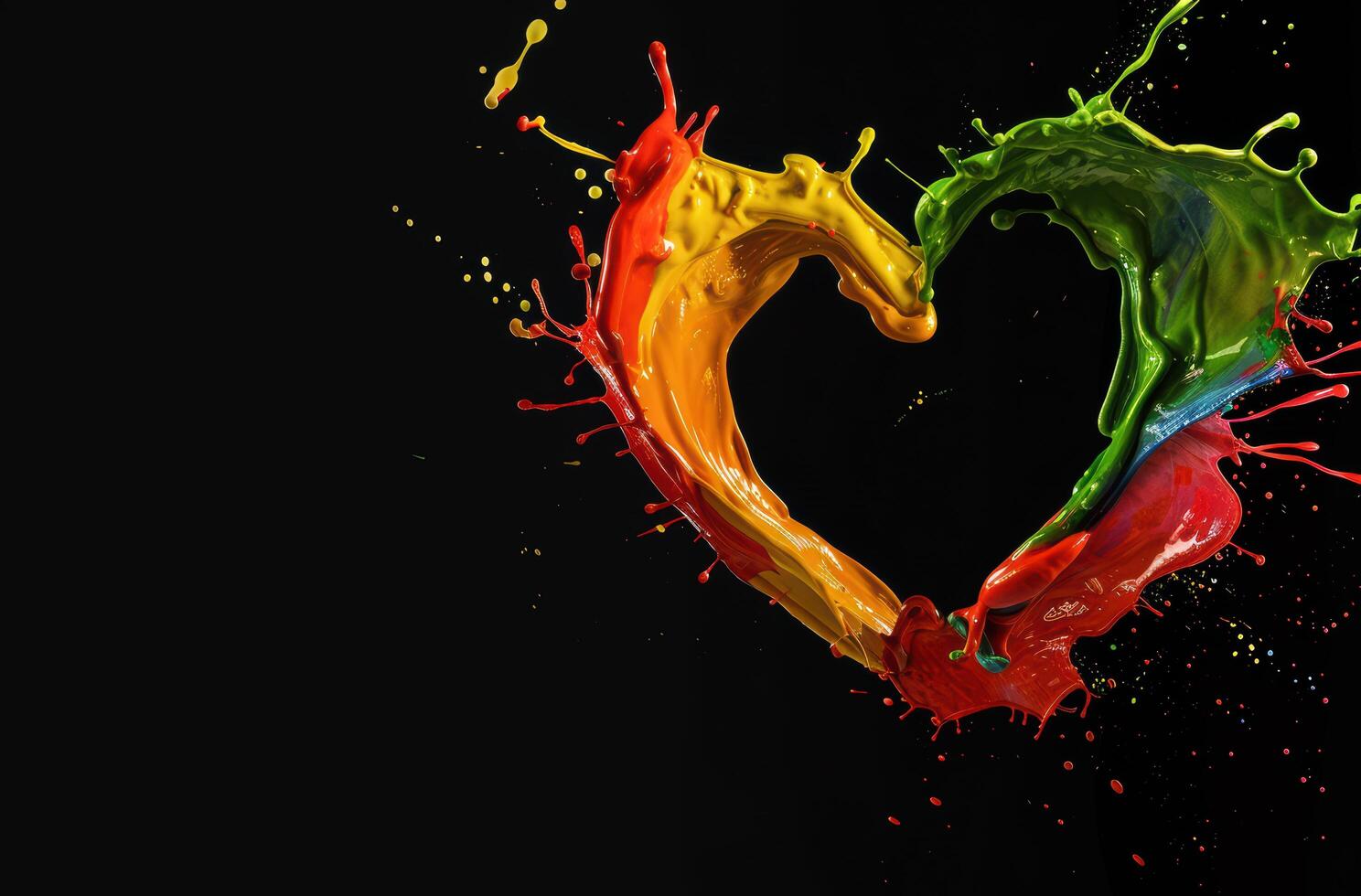 Colorful paint splash in the shape of a heart photo