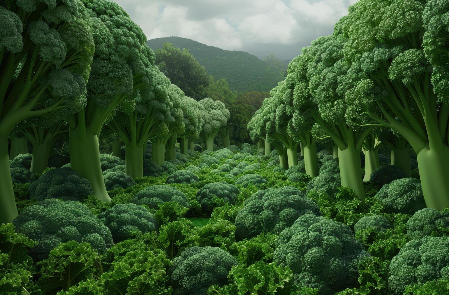 Lush green forest of broccoli photo