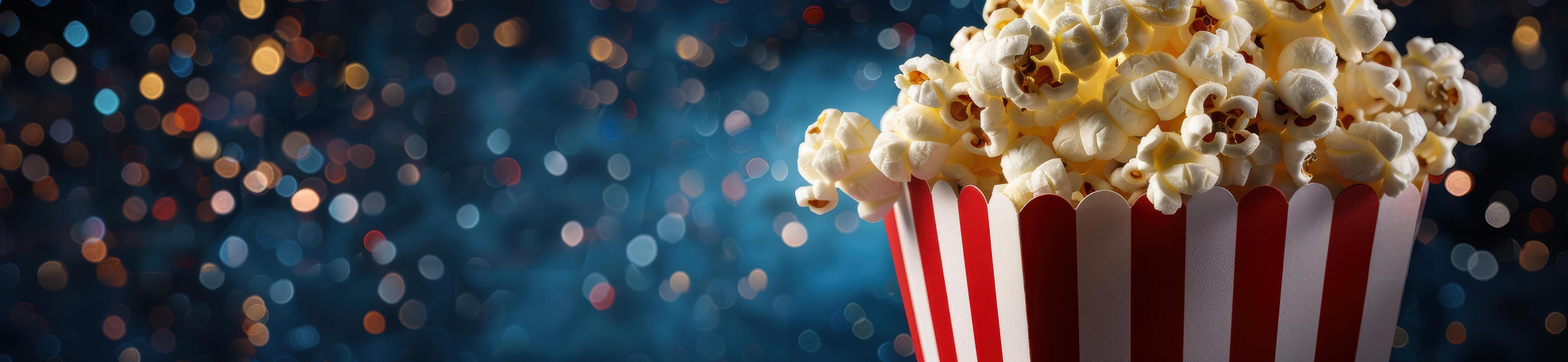 Delicious popcorn on a sparkling background photo