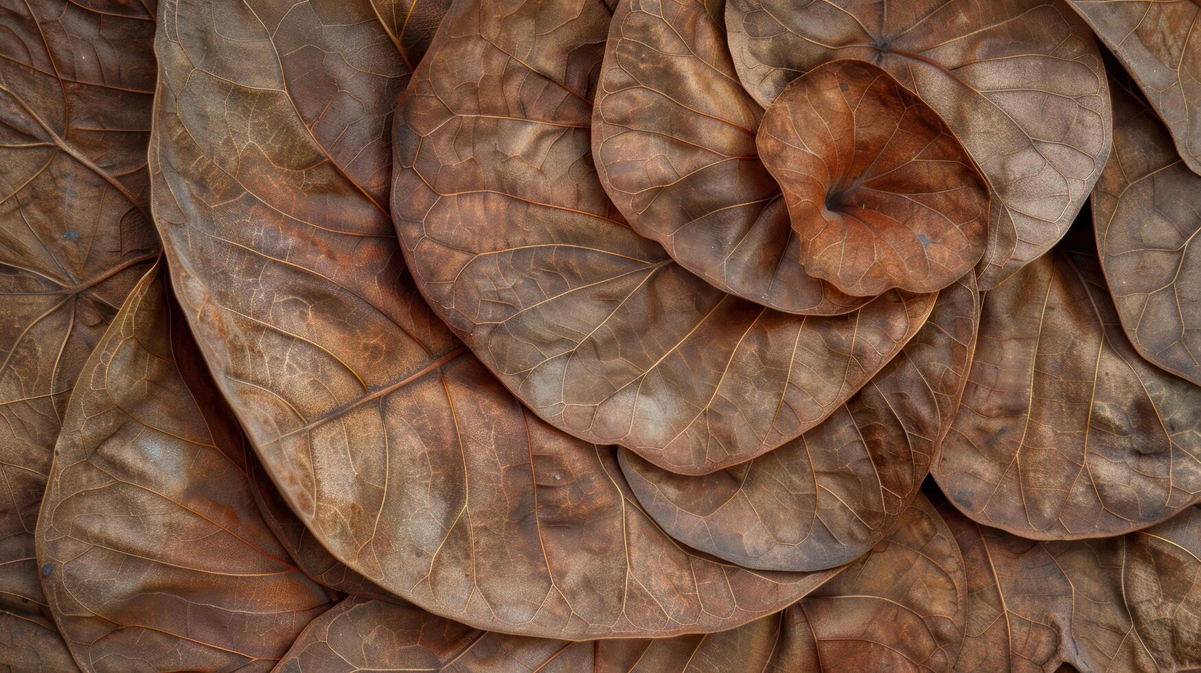 Closeup of dried fallen leaves photo