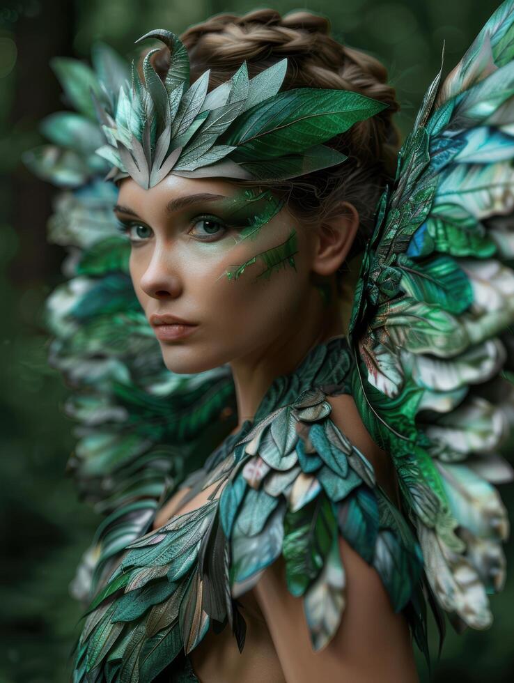Enchanting forest fairy portrait photo