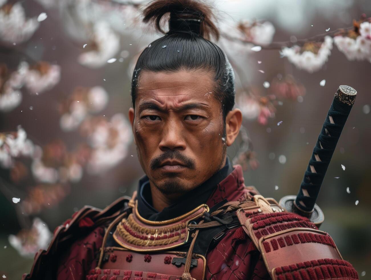 Samurai warrior in snow photo