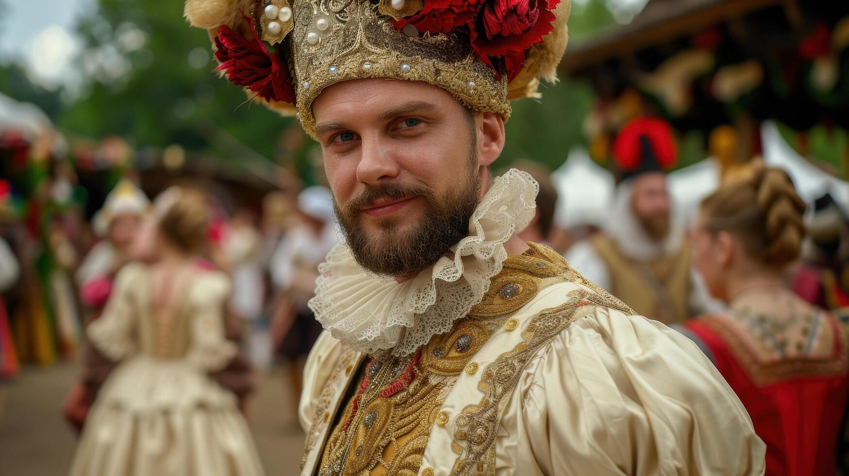Ornate costume of a medieval nobleman photo