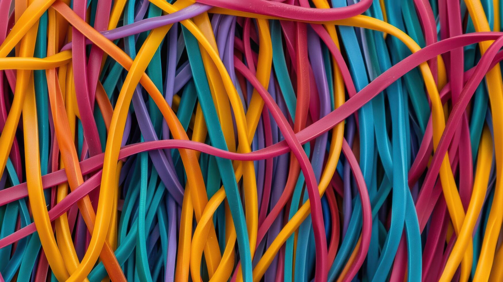 Colorful rubber bands in abstract pattern photo