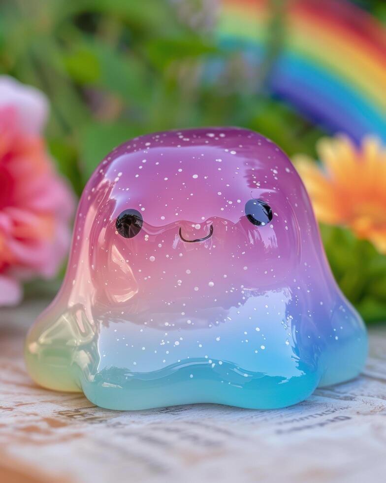 Colorful glass figurine with a whimsical design photo