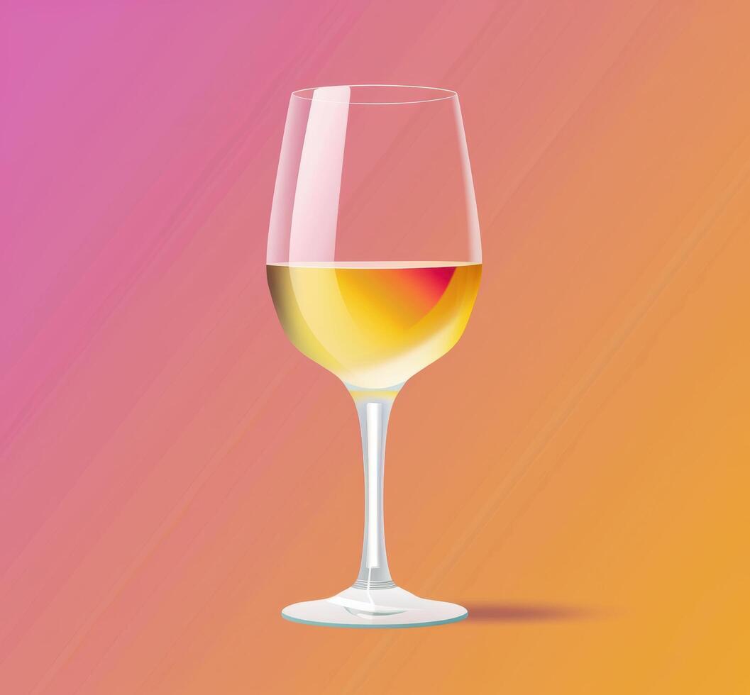 glass of white wine on colorful background photo