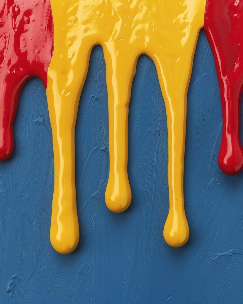 Abstract paint drips on a colorful background photo