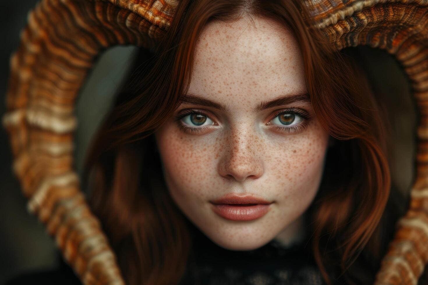 Captivating portrait of a young woman with striking features photo