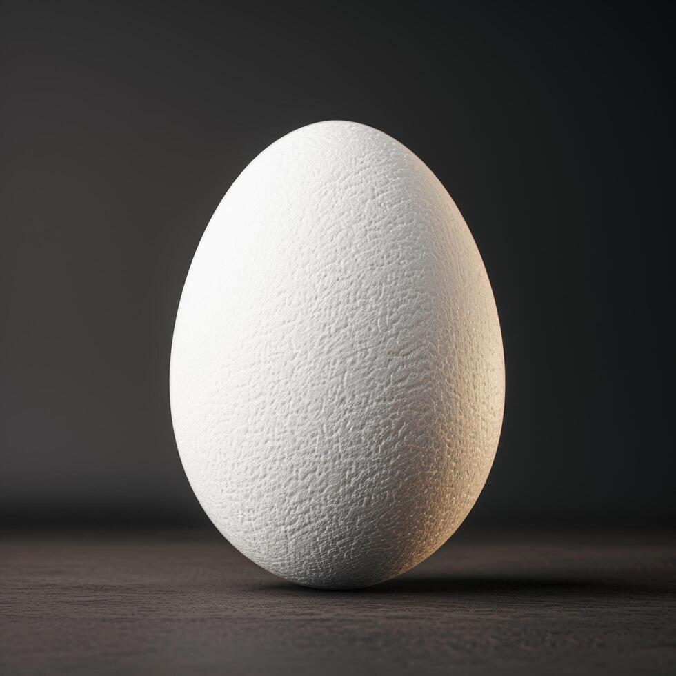 Closeup of a white egg on a dark background photo