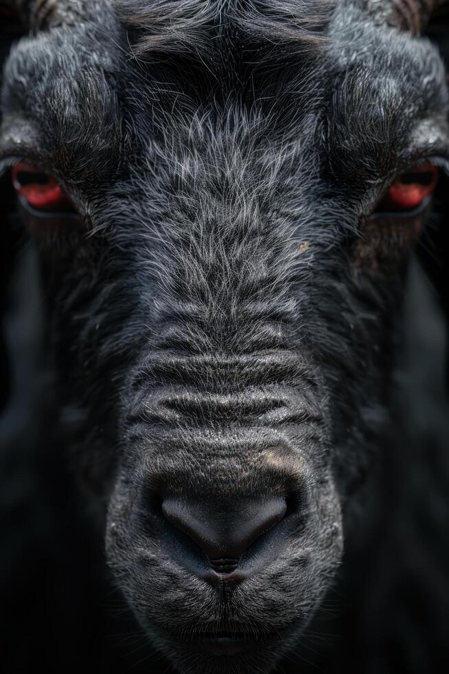 close up of a black cats face photo