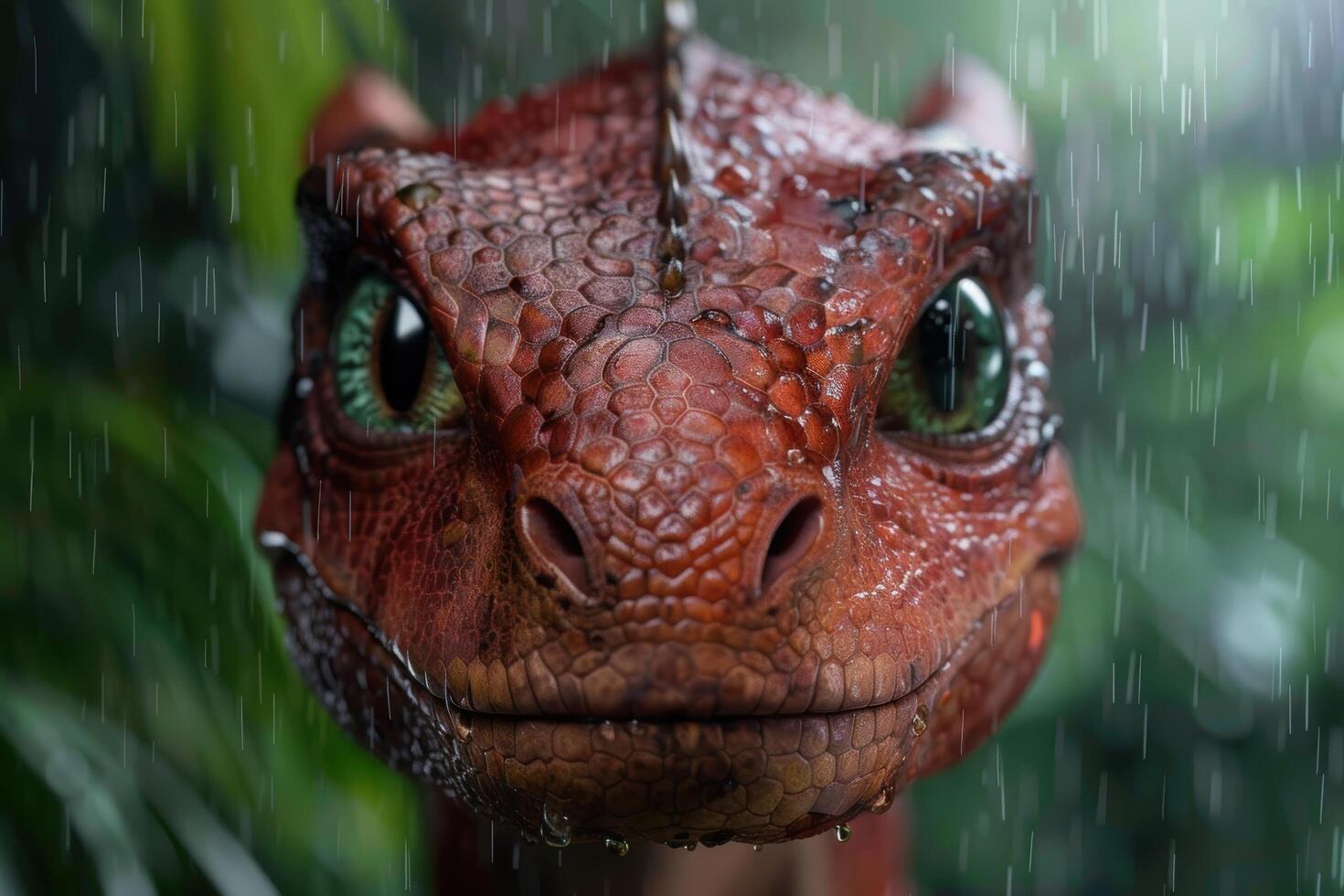 close up of a red eyed tree frog in the rain photo