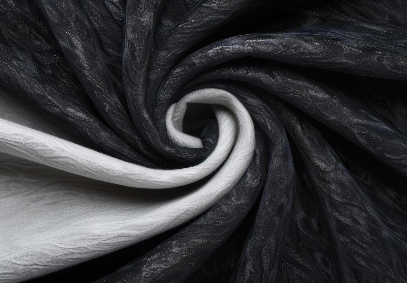 Swirling black and white fabric pattern photo