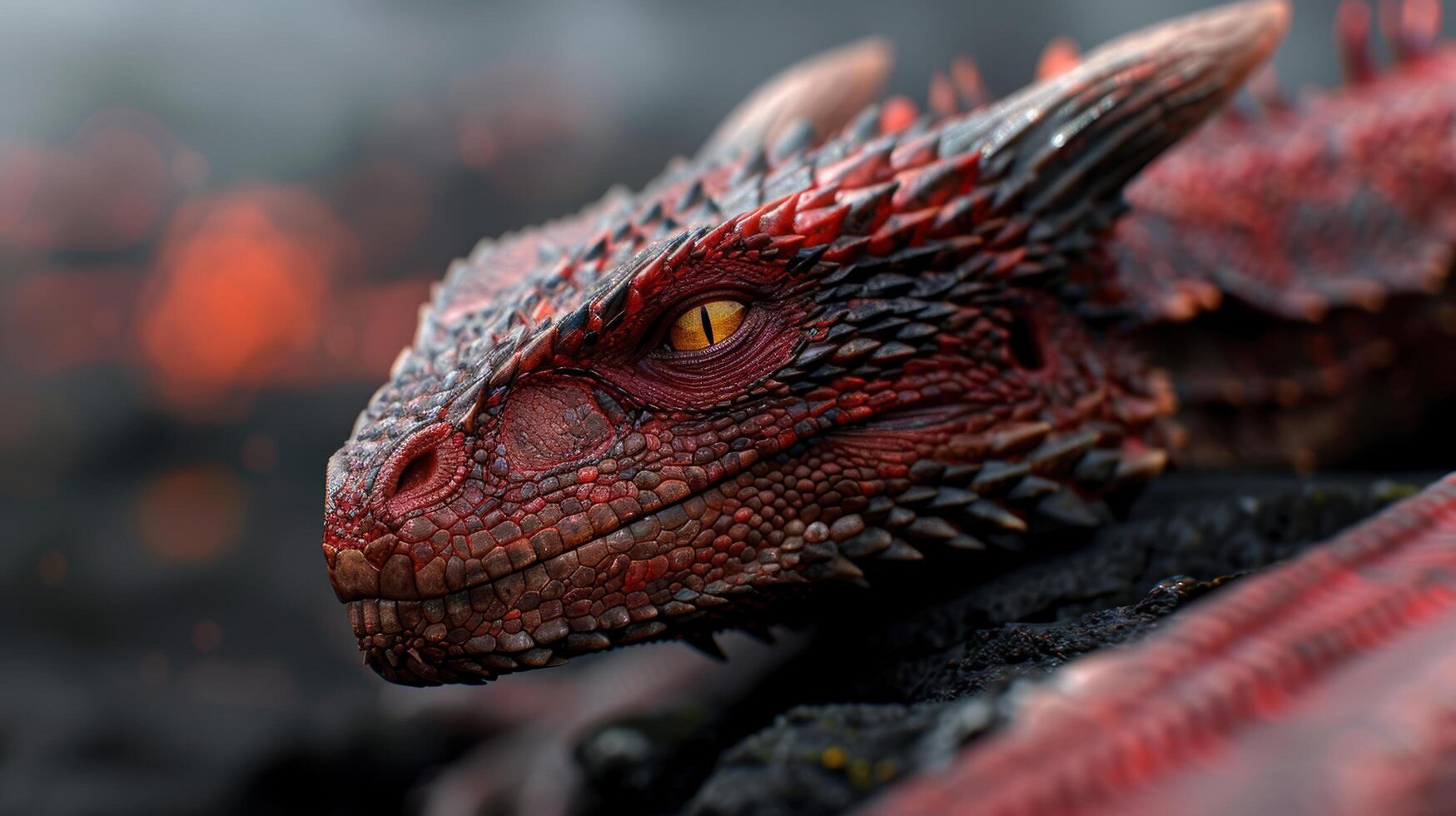 Close up of a red dragons eye photo