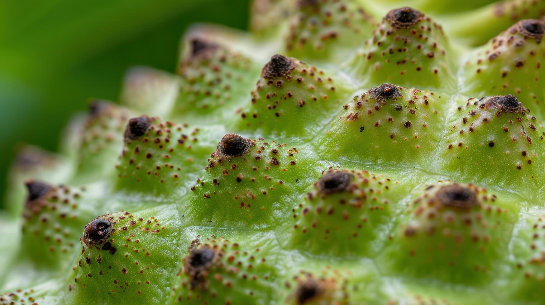 Close up of green prickly pear cactus leaves photo
