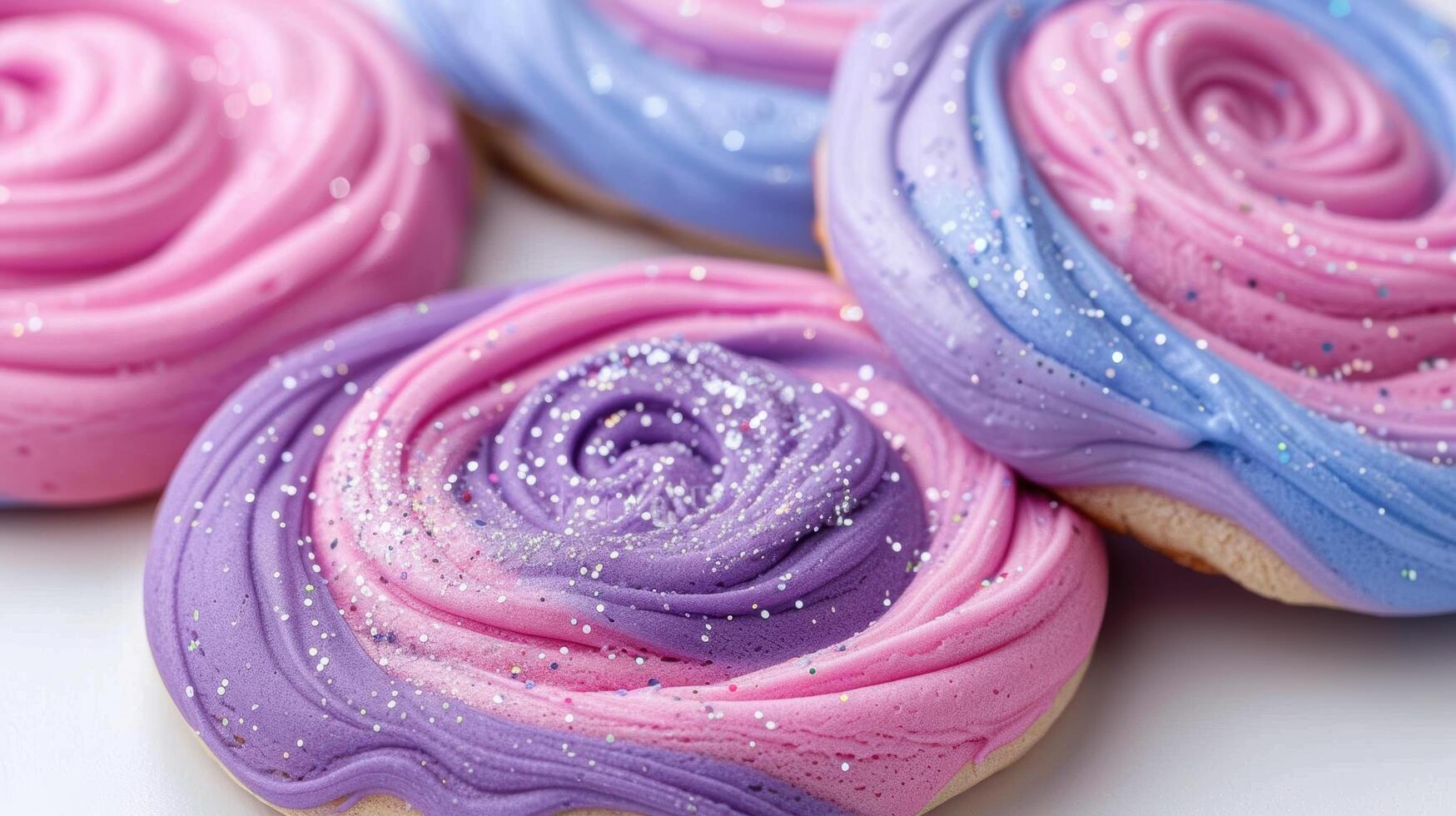 Colorful swirled meringue cookies photo