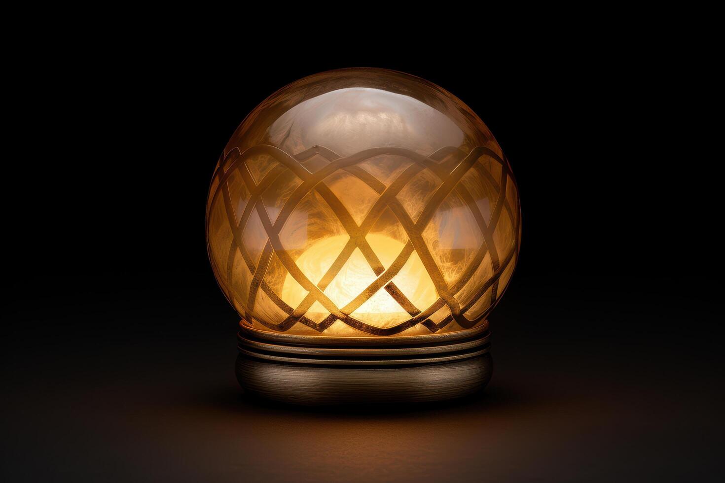 Glowing glass sphere with intricate patterns photo