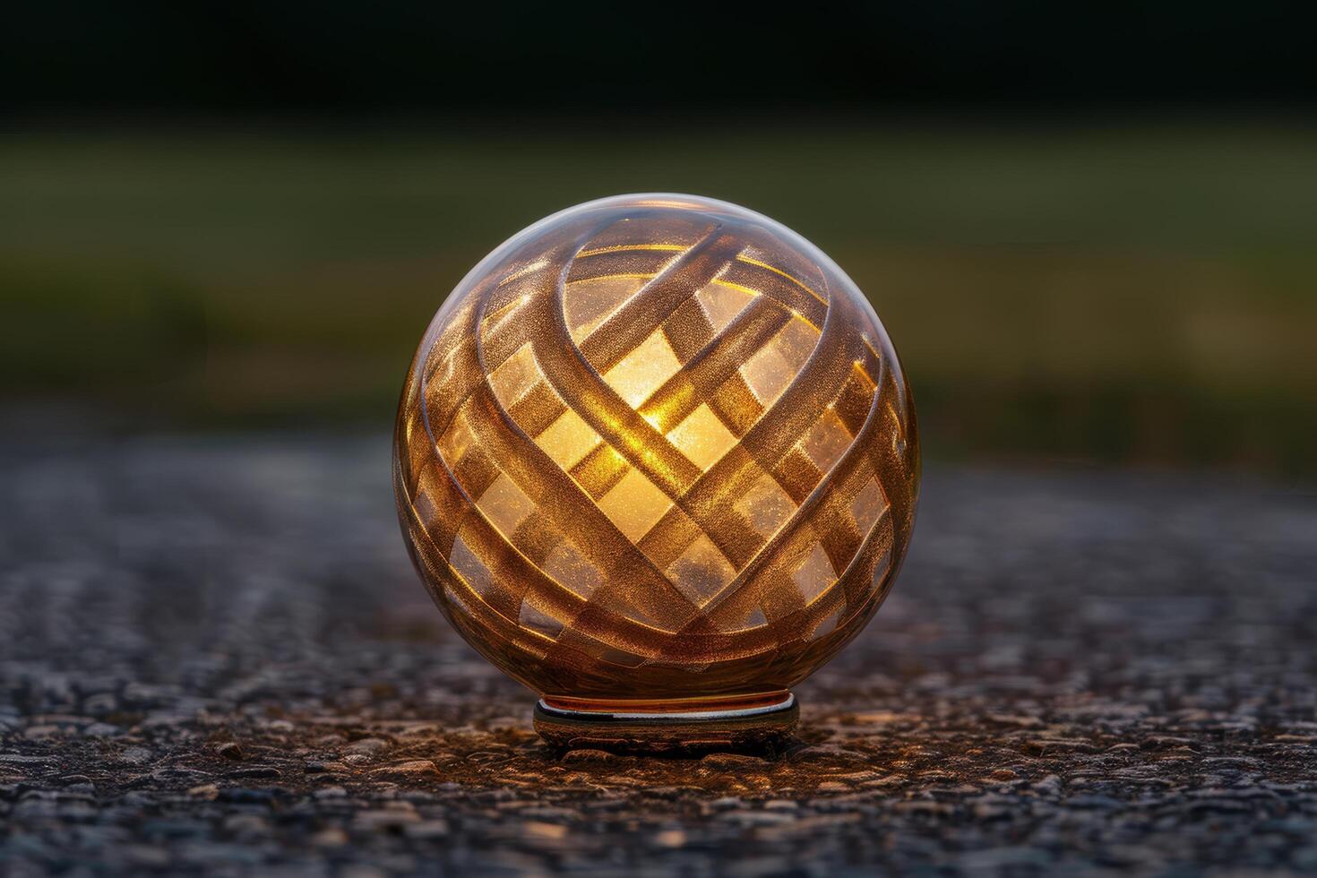 Intricate glass sphere with golden patterns photo