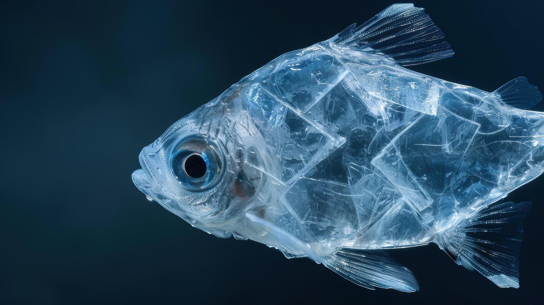 Transparent fish encased in plastic photo