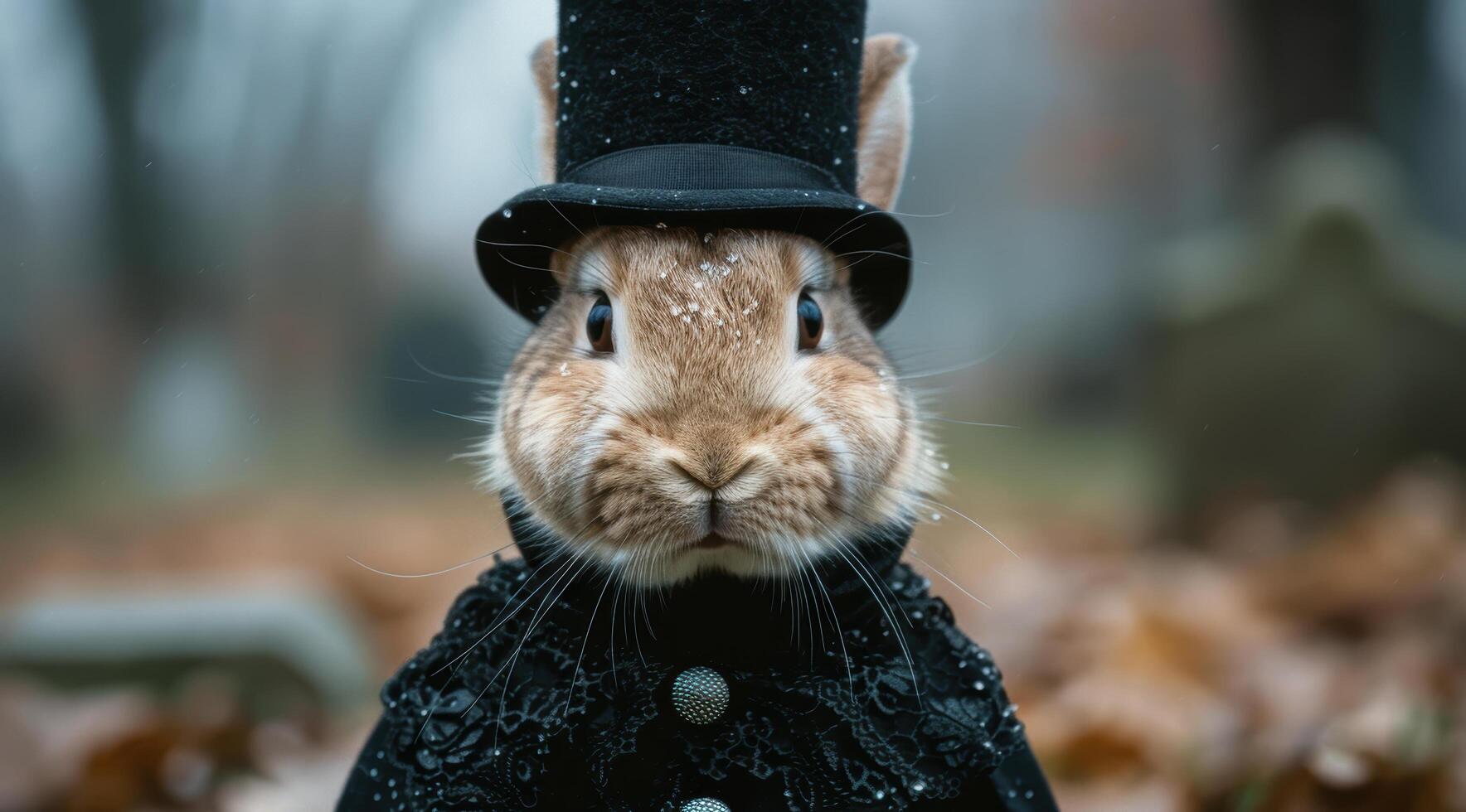 Dressed up bunny in a top hat photo