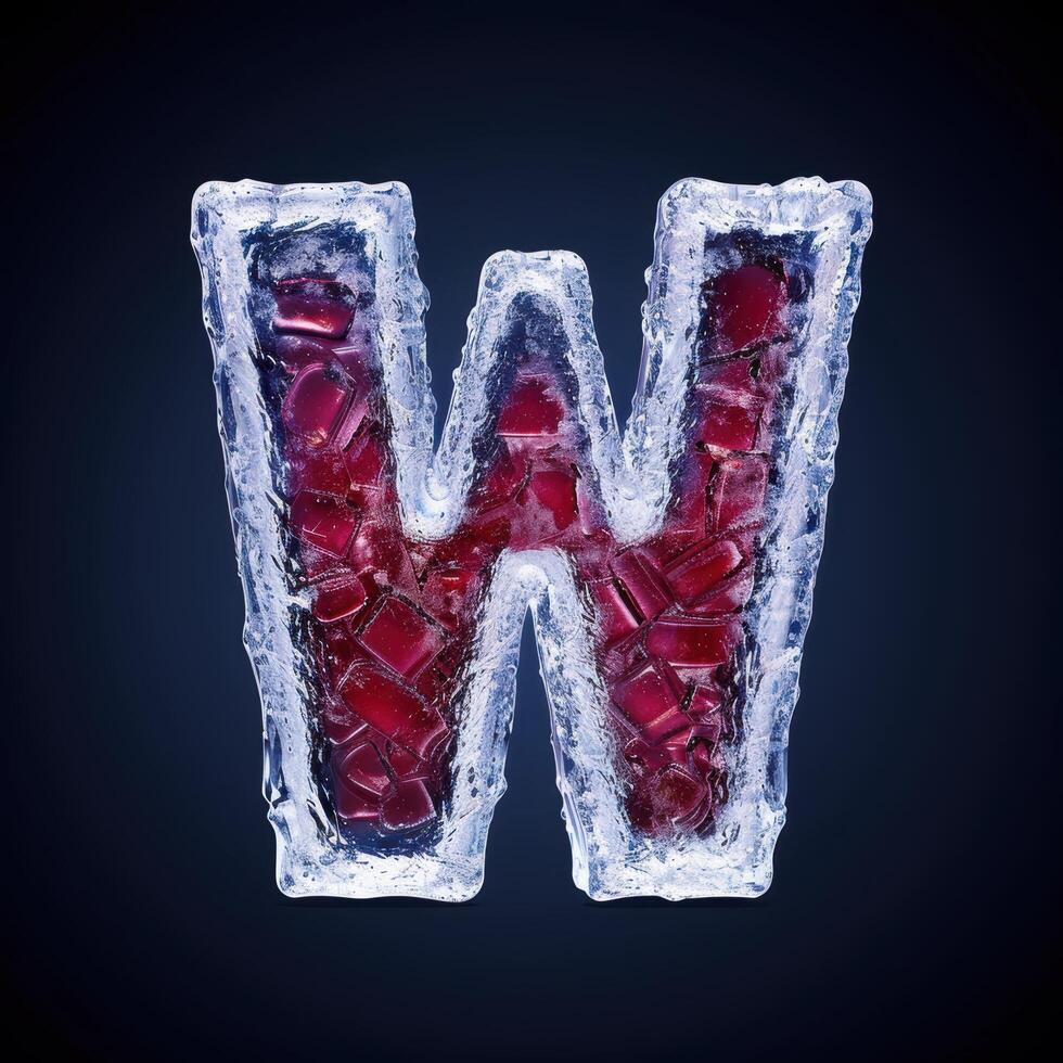 Frozen letter w in ice photo