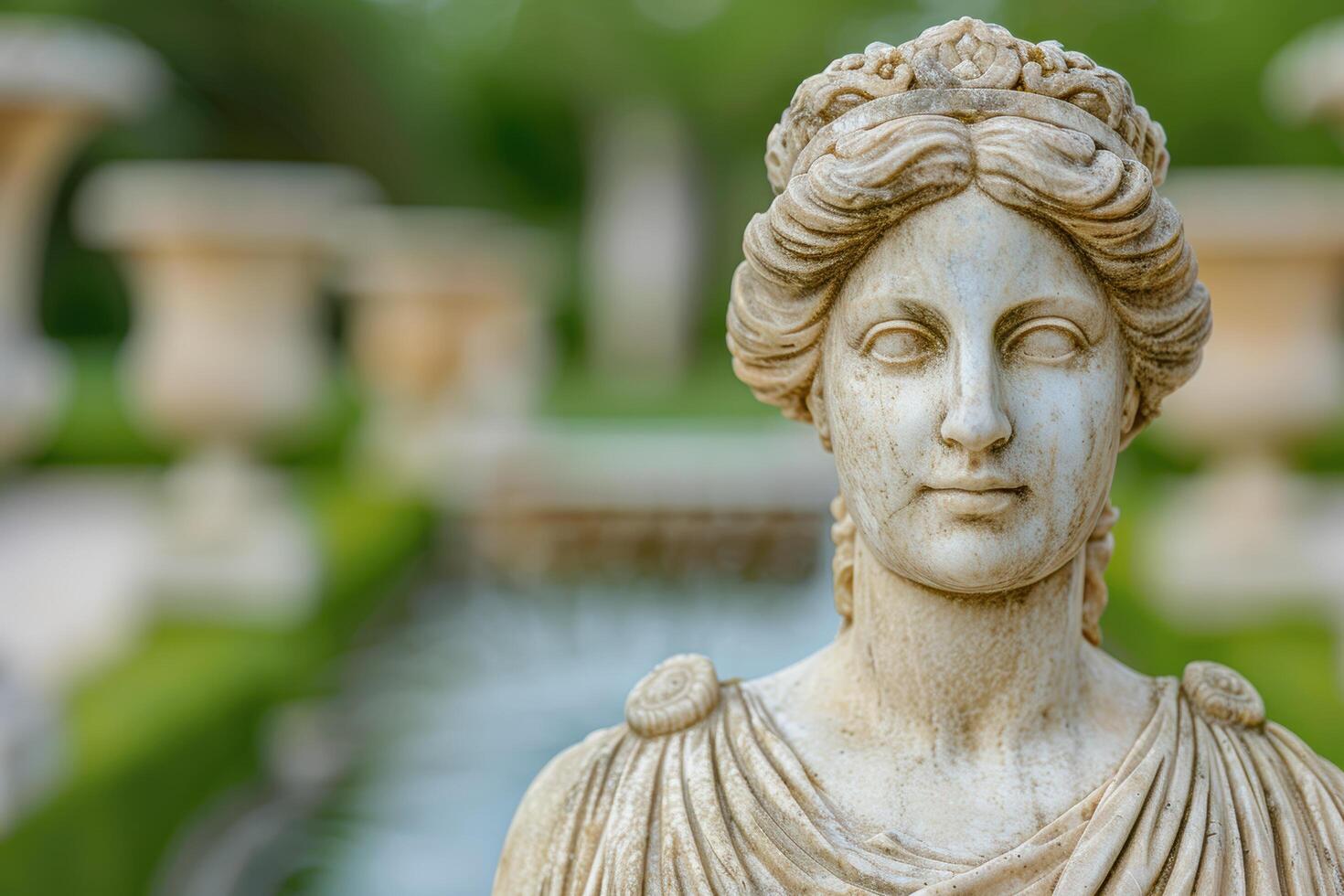 Ornate stone statue of a figure with intricate details photo