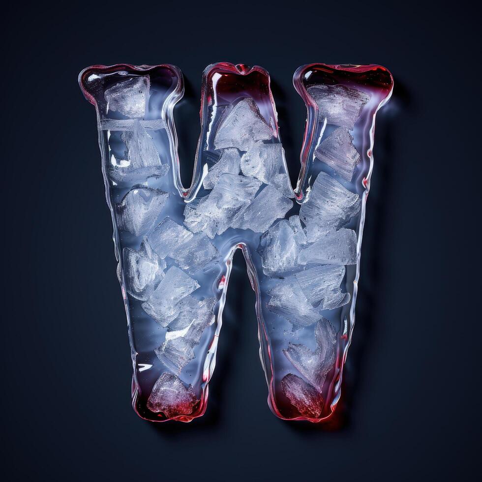 Icy letter w made of frozen glass photo